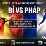 Ảnh bìa nhận định trận đấu Bỉ vs Pháp tại vòng 2 UEFA Nations League 2026/27 lúc 01h45 ngày 29/9.