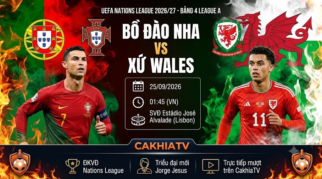 Nhận định bóng đá Bồ Đào Nha vs Xứ Wales UEFA Nations League ngày 25/09 tại CakhiaTV