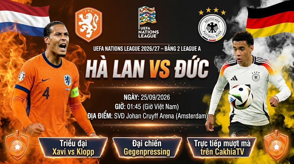 Nhận định bóng đá Hà Lan vs Đức UEFA Nations League ngày 25/09 tại CakhiaTV